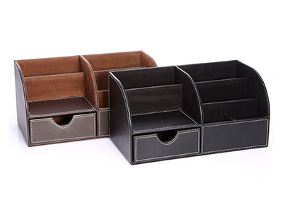 7 Storage Compartments Multifunctional PU Leather Office Desk Organizer
