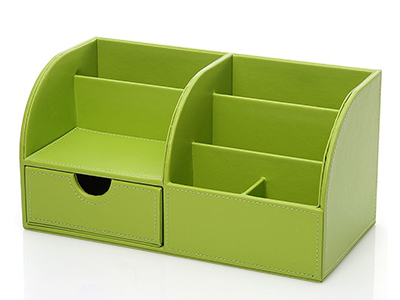 7 Storage Compartments Multifunctional PU Leather Office Desk Organizer