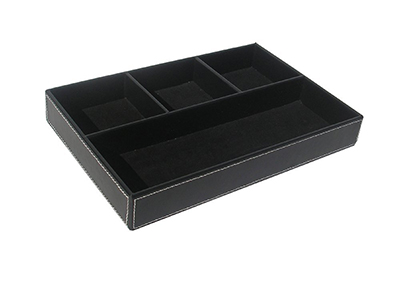 4-Slot Leather Drawer Tray Organizer