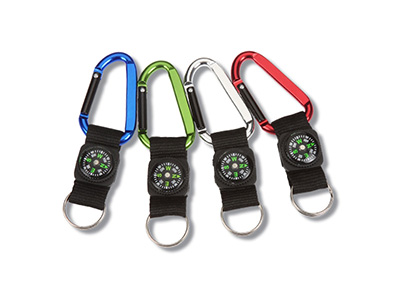 KEY RING WITH CARABINER & COMPASS