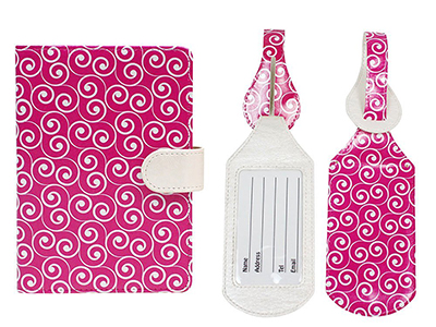 PASSPORT CASE WITH PEN HOLDER AND 2 MATCHING LUGGAGE TAGS