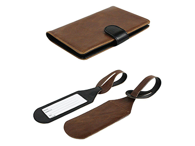 CLASSIC STYLE RFID BLOCKING PASSPORT CASE WITH PEN HOLDER AND 2 MATCHING LUGGAGE TAGS