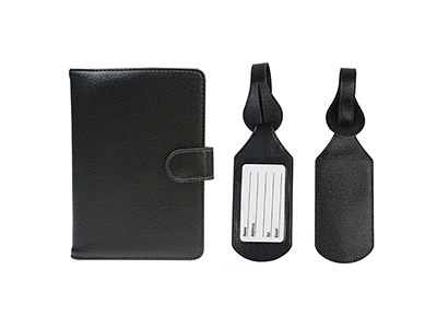 CLASSIC STYLE RFID BLOCKING PASSPORT CASE WITH PEN HOLDER AND 2 MATCHING LUGGAGE TAGS