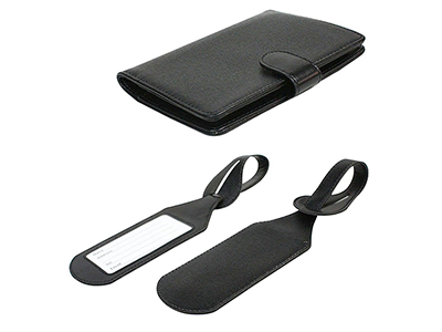 CLASSIC STYLE RFID BLOCKING PASSPORT CASE WITH PEN HOLDER AND 2 MATCHING LUGGAGE TAGS