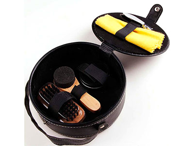FIVE PIECES LEATHER SHOE POLISH SET