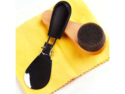 FIVE PIECES LEATHER SHOE POLISH SET