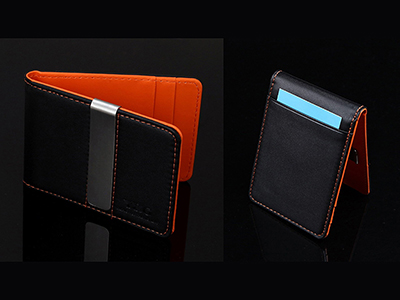 LEATHER CARD HOLDER WITH MONEY CLIP