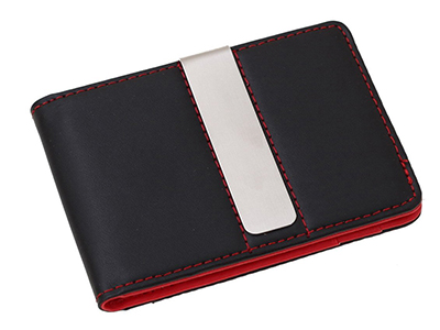 LEATHER CARD HOLDER WITH MONEY CLIP