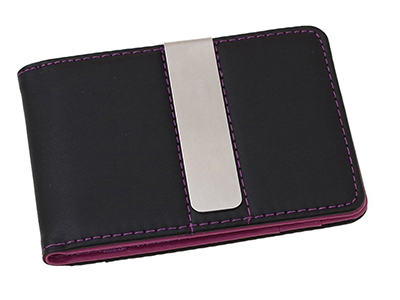 LEATHER CARD HOLDER WITH MONEY CLIP