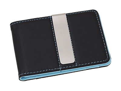 LEATHER CARD HOLDER WITH MONEY CLIP