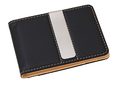 LEATHER CARD HOLDER WITH MONEY CLIP
