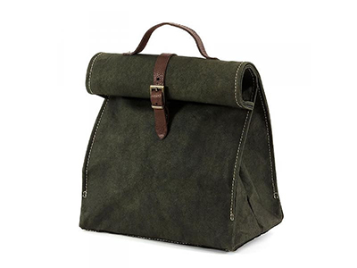 CANVAS LUNCH BAG WITH LEATHER TRIM 