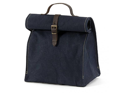 CANVAS LUNCH BAG WITH LEATHER TRIM 