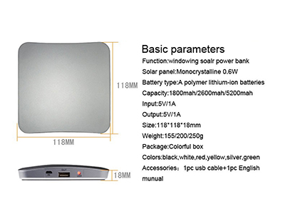 Window Solar Charger Power Bank 