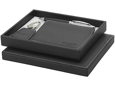 Balmain Ballpoint Pen, Wallet & Keychain Gift Set