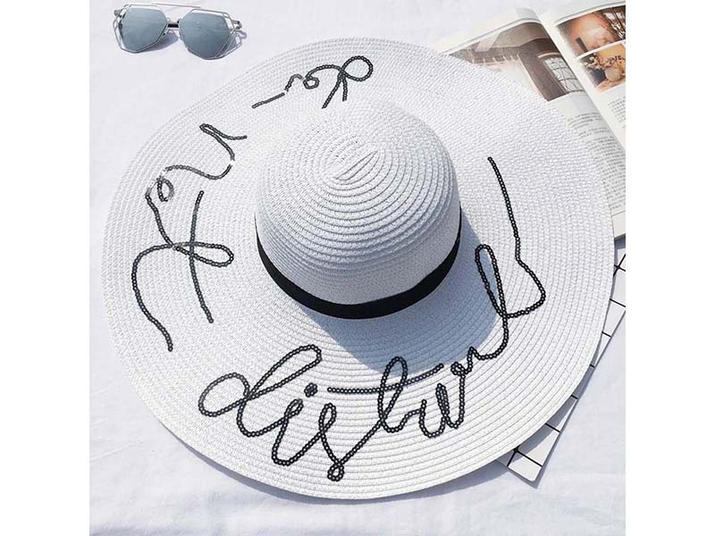 SUMMER STRAW HAT WITH EMBROIDERY SEQUIN