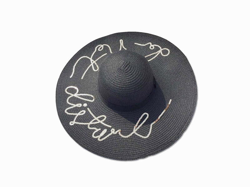SUMMER STRAW HAT WITH EMBROIDERY SEQUIN