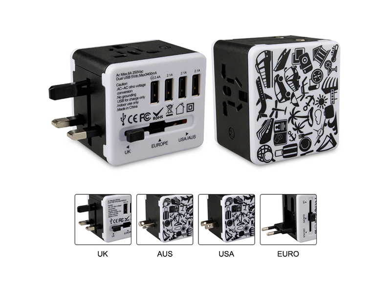 UNIVERSAL TRAVEL ADAPTER 4 USB
