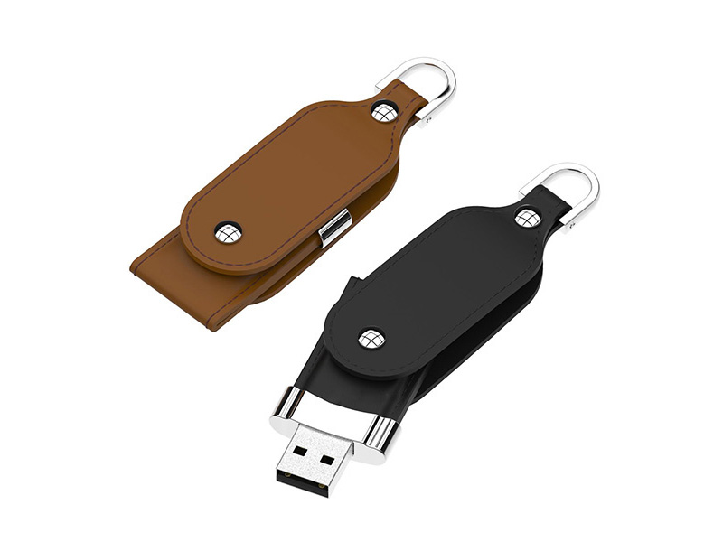 LEATHER SWIVEL USB FLASH DRIVE