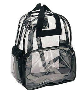 CLEAR BACKPACK WITH SMOOTH PLASTIC COMPLETELY TRANSPARENT