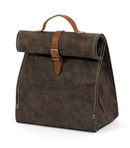 CANVAS LUNCH BAG WITH LEATHER TRIM 