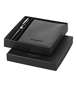 Balmain Ballpoint Pen & Passport Wallet Gift Set