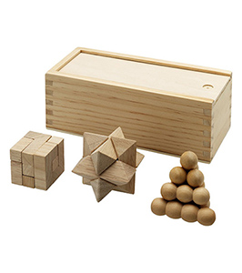 BRAINIAC 3 PIECE WOODEN BRAINTEASERS